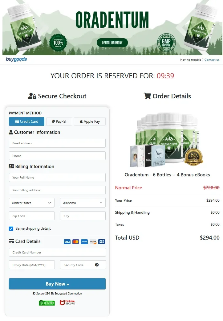 oradentum oradentum-secure-checkout-page